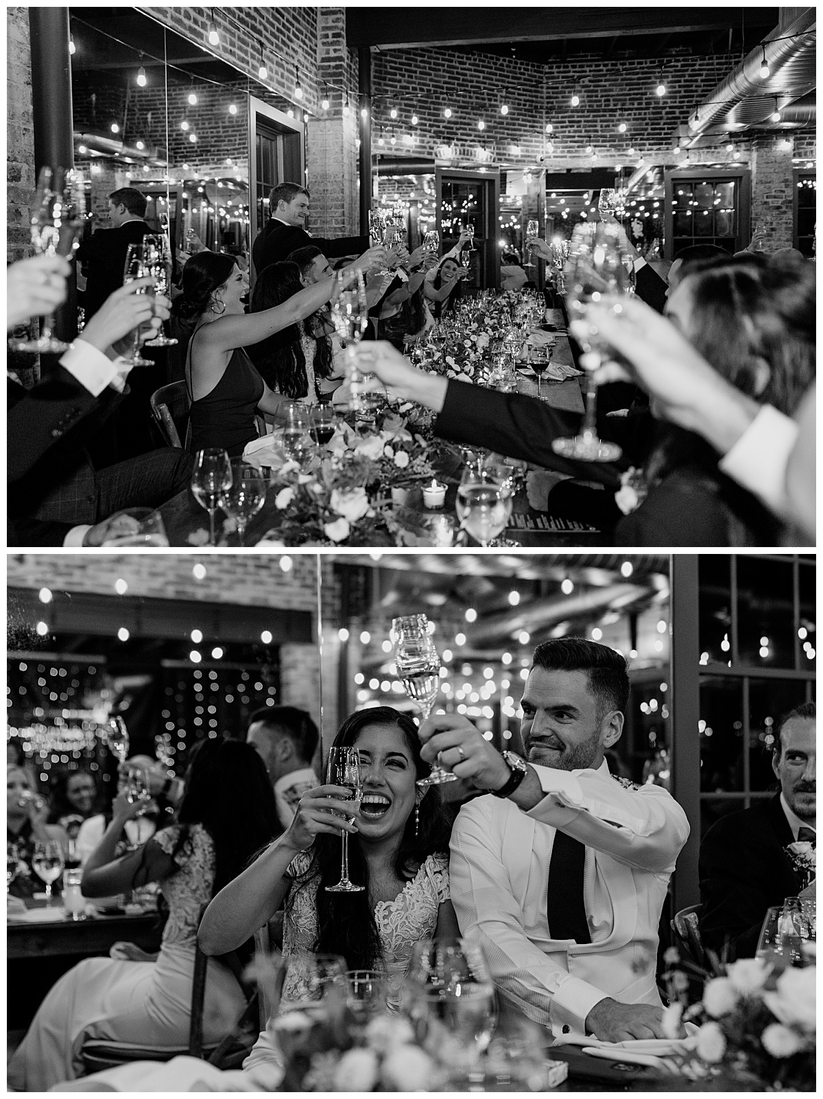 guests make toast to couple by destination wedding photographer