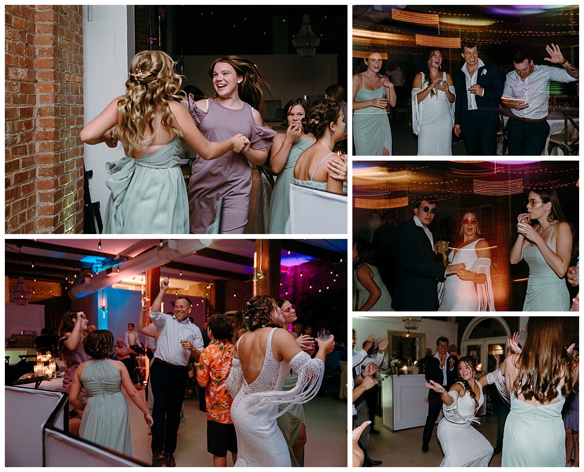 guests dance at reception by North Carolina wedding photographer